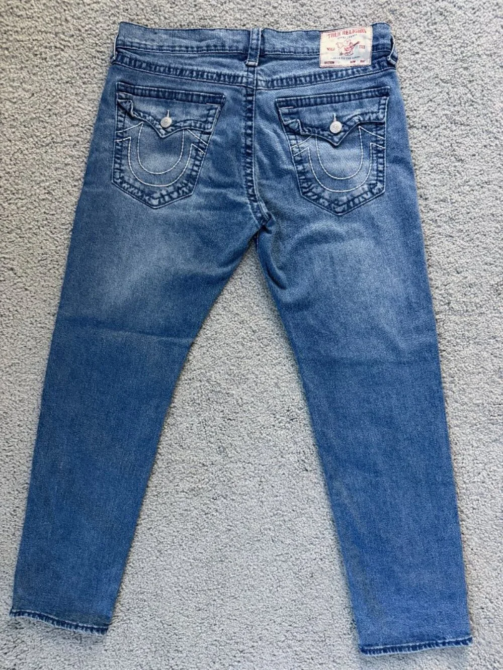 True Religion Geno Big T Flap Slim Jeans Men's Size 34x32-Med. Wash Excellent UC